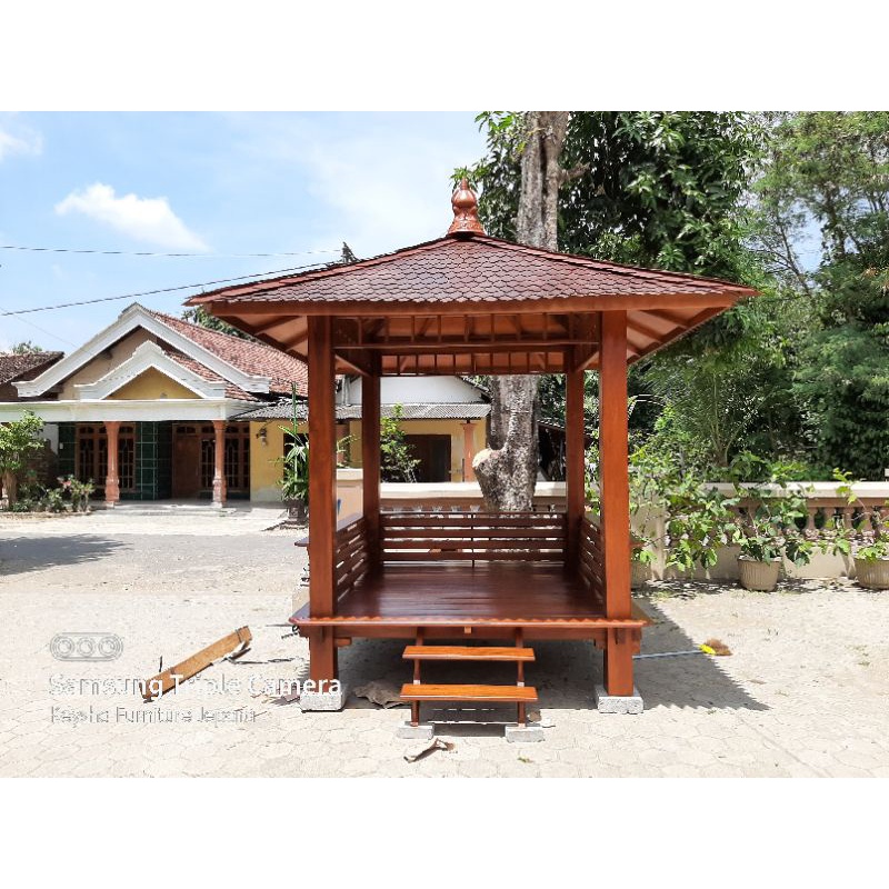 Gazebo Kayu Jati Atap Sirap Kayu Ulin | Jual Gasebo Jati Minimalis