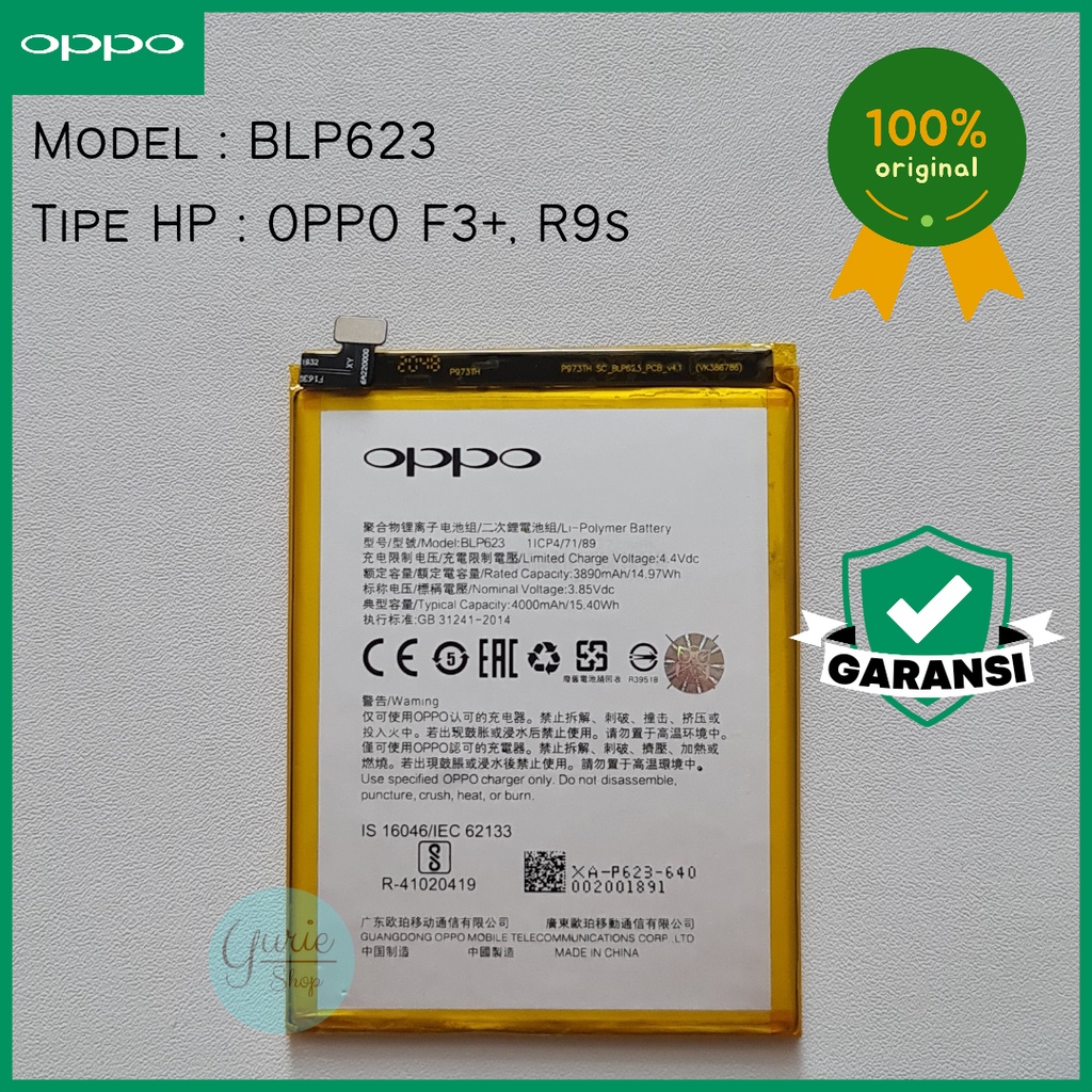 BATERAI BATTERY BATRE OPPO F3+ F3 PLUS R9S BLP623 BLP-623 ORIGINAL