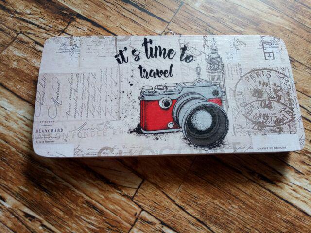 Dekorasi Dinding/poster Kayu / Ukuran Kecil 10x20cm / Time To Trevel