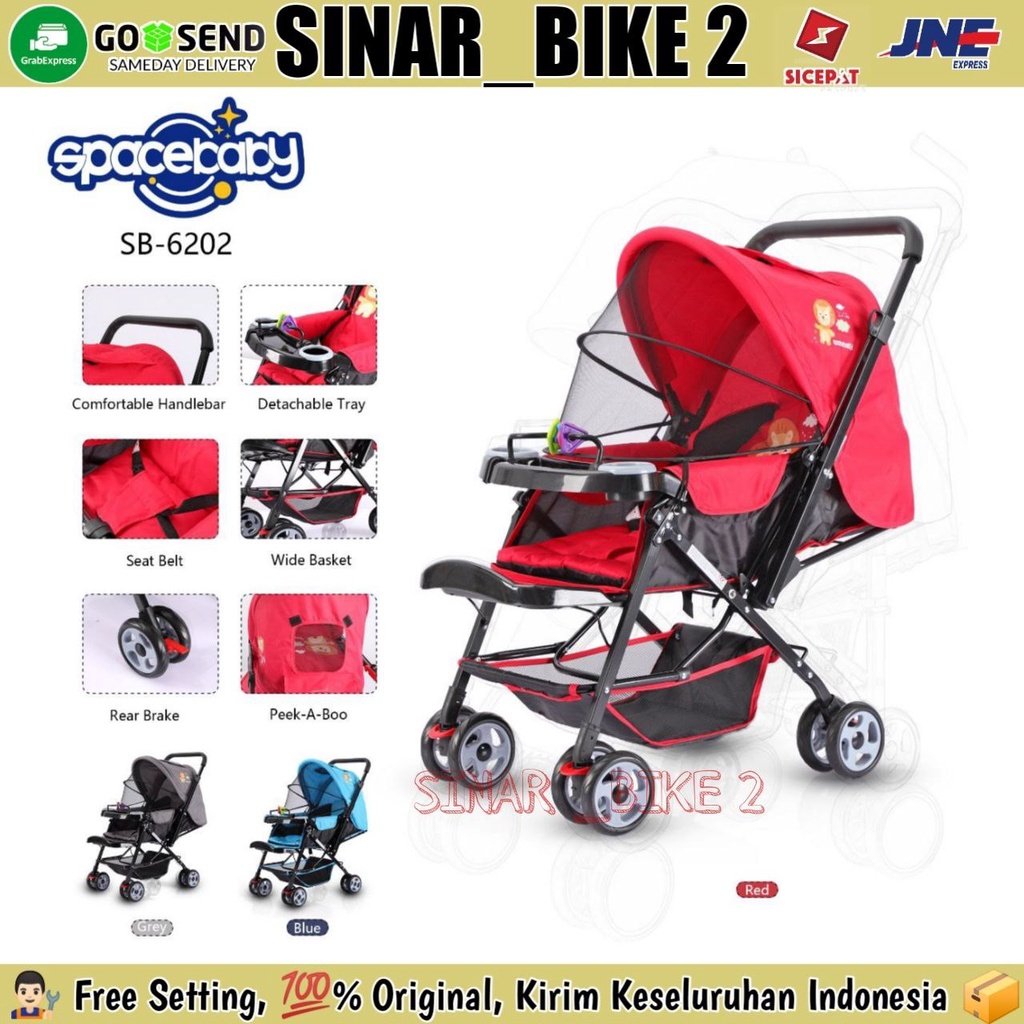 Baby Stroller Spacebaby SB-6202 Reversible Kereta Dorong Anak Bayi