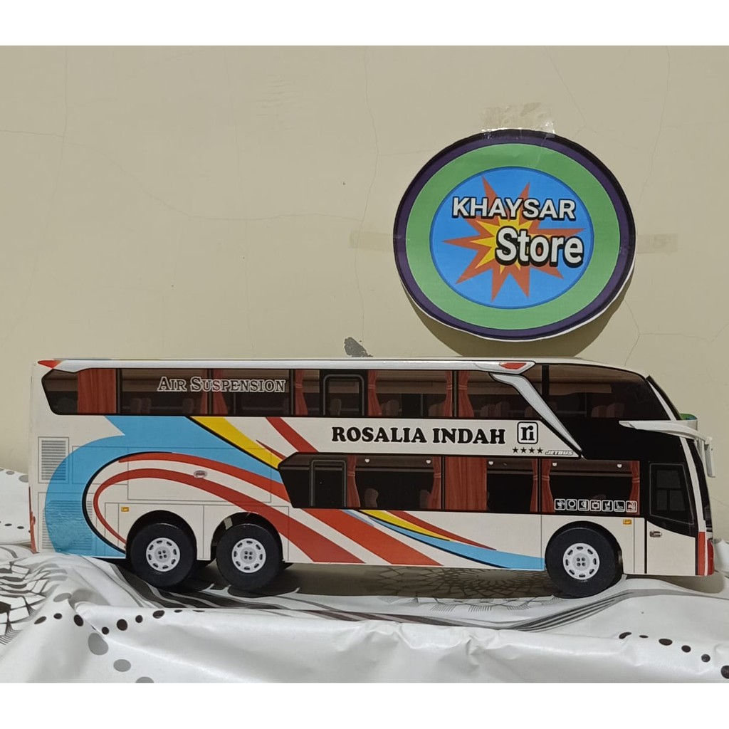 miniatur bus bis mainan bus bis double deker Rosalia indah