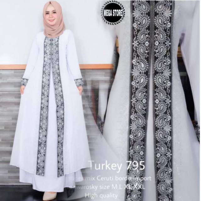 TURKEY 795 GAMIS ABAYA WHITE SERIES (M,L,XL,XXL)