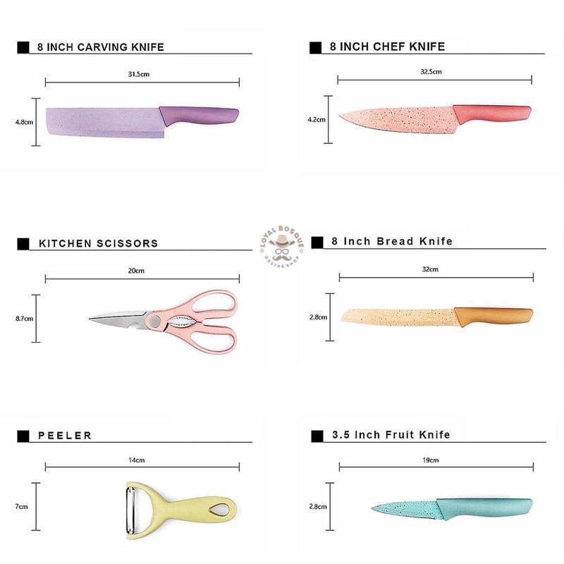 { Bayar Di Tempat } J11 - Set Pisau Dapur Premium - Set Pisau Loyalbosque - Set Pisau Berkualitas