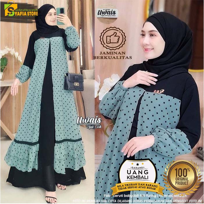 Dress Gamis set syari wanita muslimah kondangan ceruty babydoll maxi dress terbaru POLLYA uwais ORY