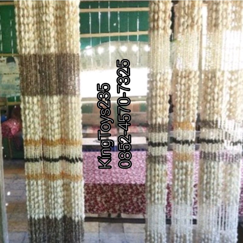 Tirai Kerang Asli Pintu Unik Mewah Cantik Jendela 10 Juntai dalam 1 Ikat Ukuran Tinggi Panjang Ponti