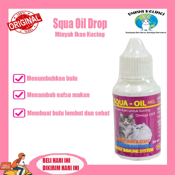 Vitamin Kucing Squa Oil Drop 30 ml Minyak Ikan Meningkatkan Imunitas