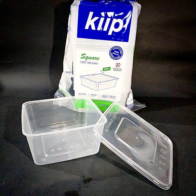 1500ml THINWALL SQUARE KOTAK MAKAN PLASTIK ISI 25 SET