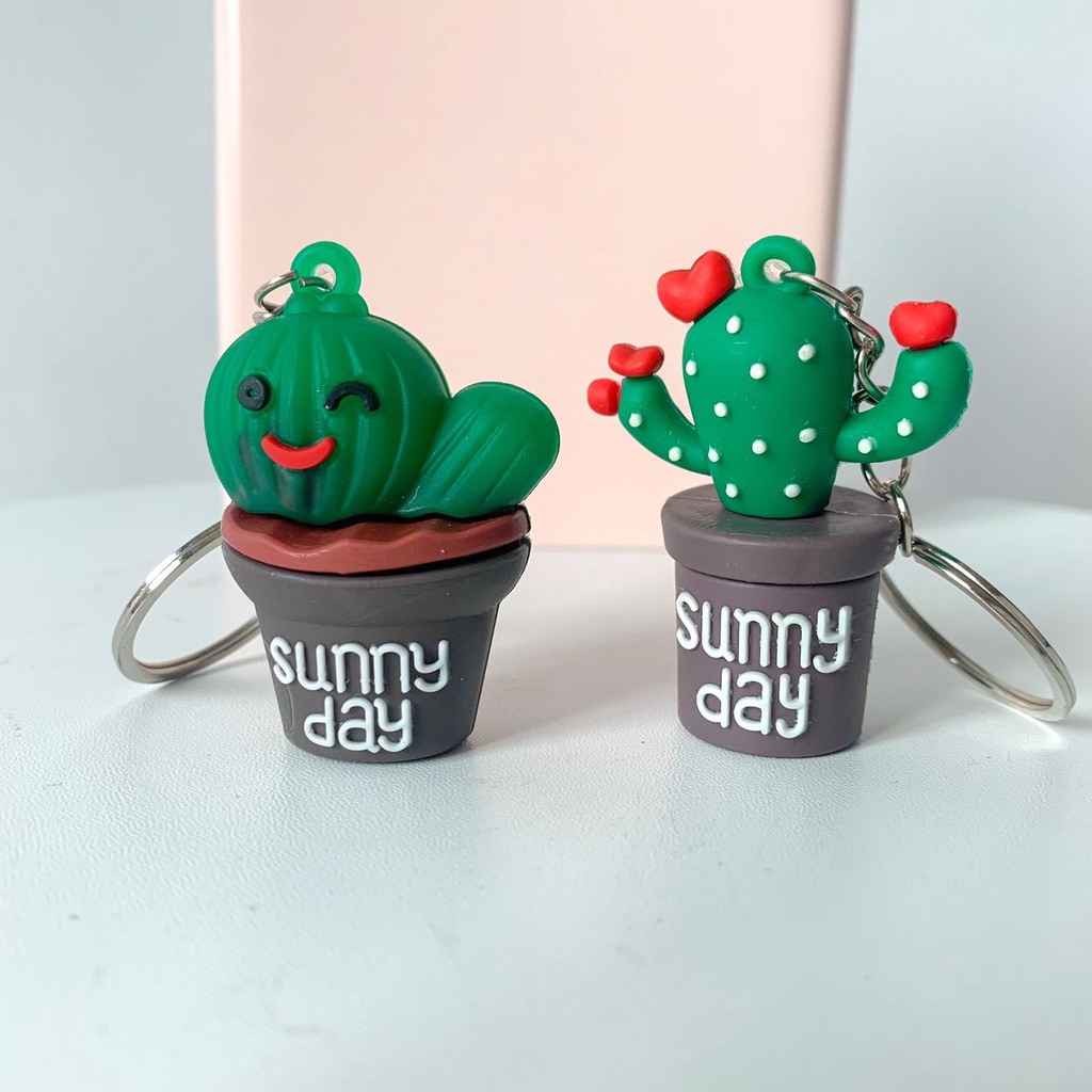 GANTUNGAN KUNCI KAKTUS SUNNY DAY SOUVENIR IMUT BENTUK CACTUS TERMURAH KUALITAS IMPORT PREMIUM READY GROSIR &amp; COD