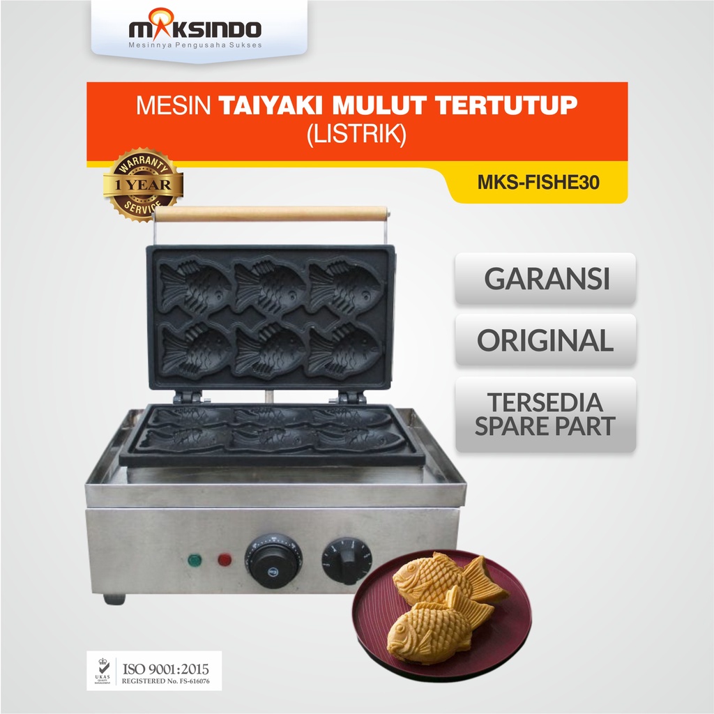 Mesin Taiyaki Mulut Tertutup (Listrik) MKS-FISHE30