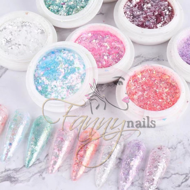 8 WARNA POLARIZED CLEAR FLAKES KOREAN GLAZE HIASAN NAILART AKSESORIS KUKU KOREAN GLAZE NAIL ART