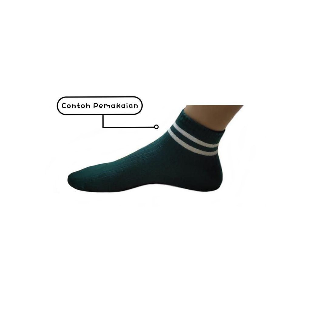 Kaos Kaki Korea Style ATAS Mata Kaki Ankle LowCut (Bahan Katun) 2STRIPS-2