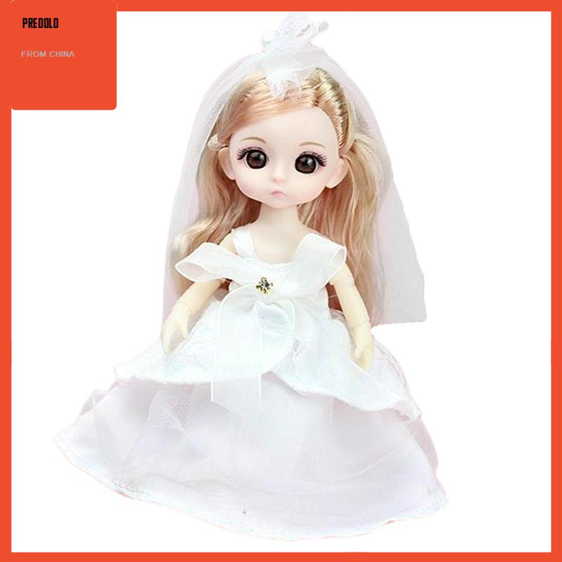 15cm BJD Doll 6inch 13 Jointed Accessories Long Hair Wedding Dress for Girls