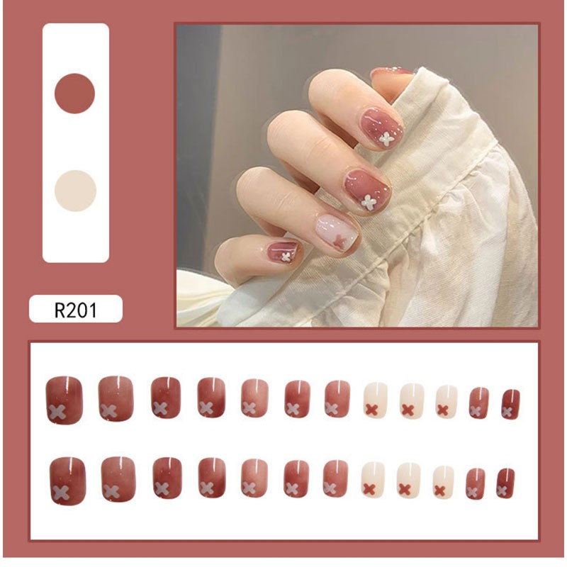 !COD! 24pcs / Set Kuku Palsu free lem French Nail Art Diy import