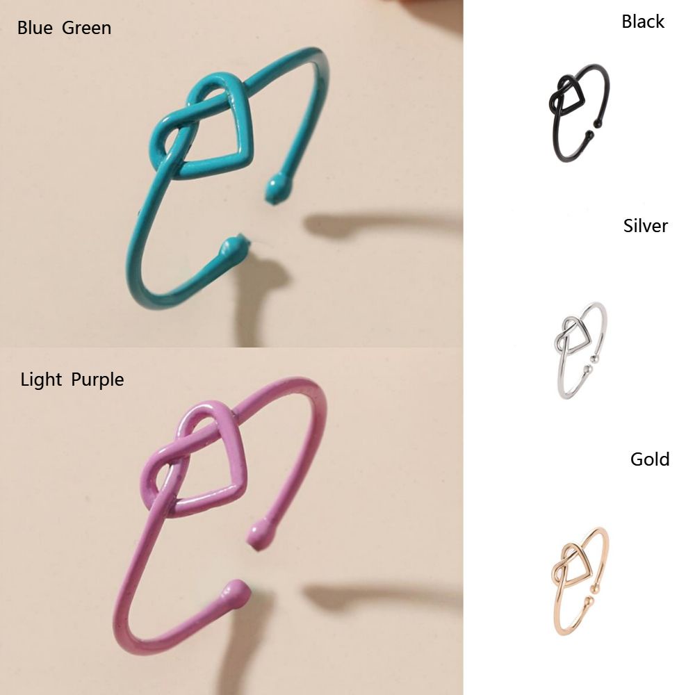 ROW Temperament Knot Gift Thin Ring Wedding Party Accessories Index Finger Jewelry Korean Alloy Love Heart/Multicolor