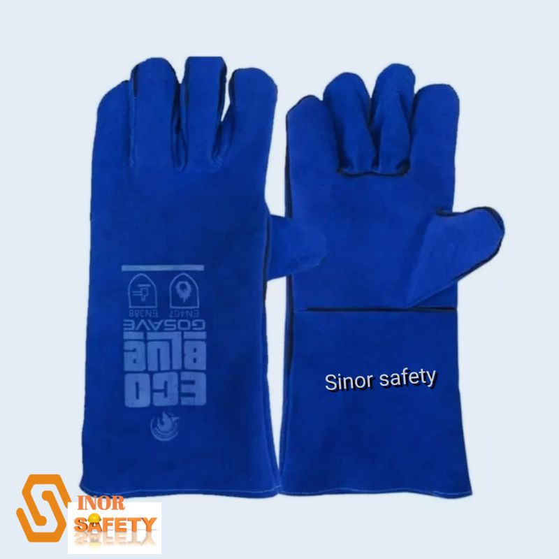 Sarung Tangan Las Kulit Biru 14 Inch GOSAVE ECO BLUE Welding GOSAVE