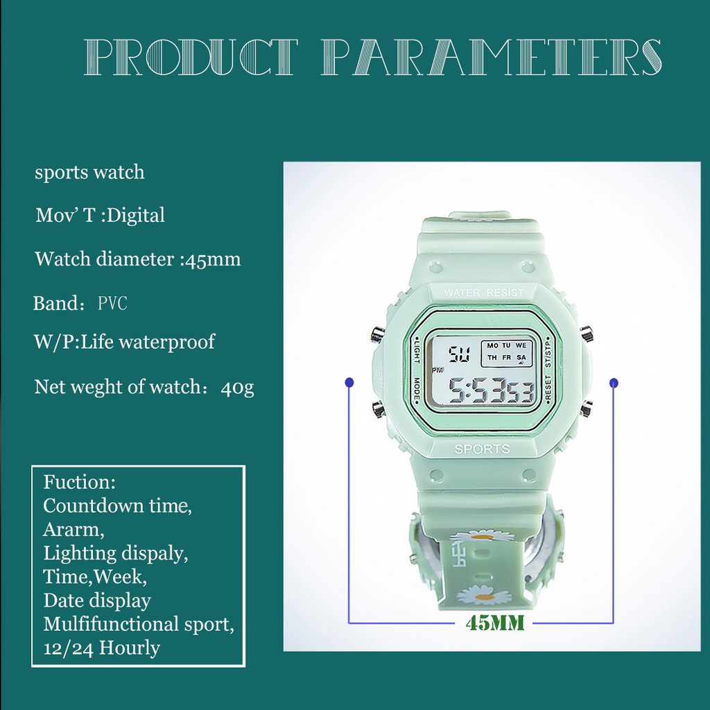 COD✔Jam Tangan Elektronik Motif Bunga Daisy Kecil Anti Air Untuk Wanita Jam Tangan Motif Bunga-4