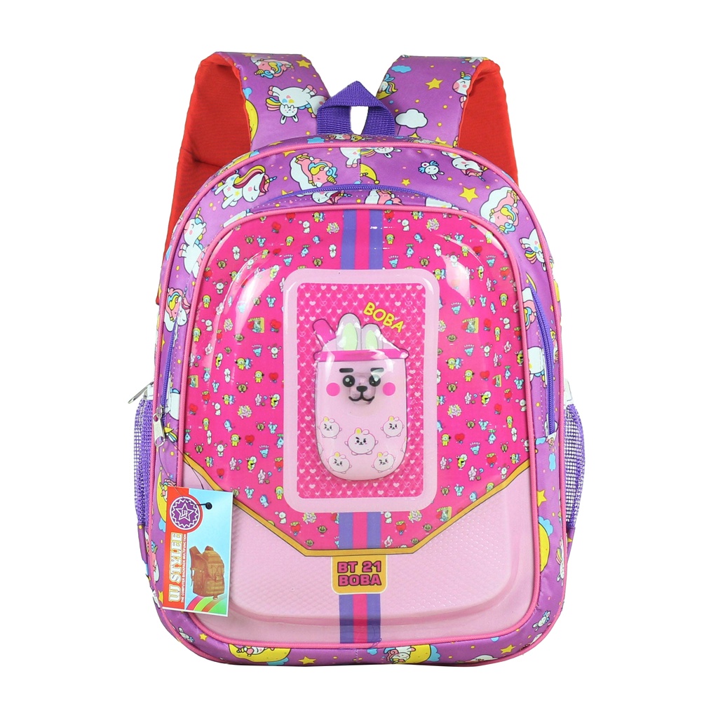 Tas Termurah Ransel Anak Lampu Fashion Anak Backpack Cantik Karakter Boba Ungu Perempuan Sd Tk