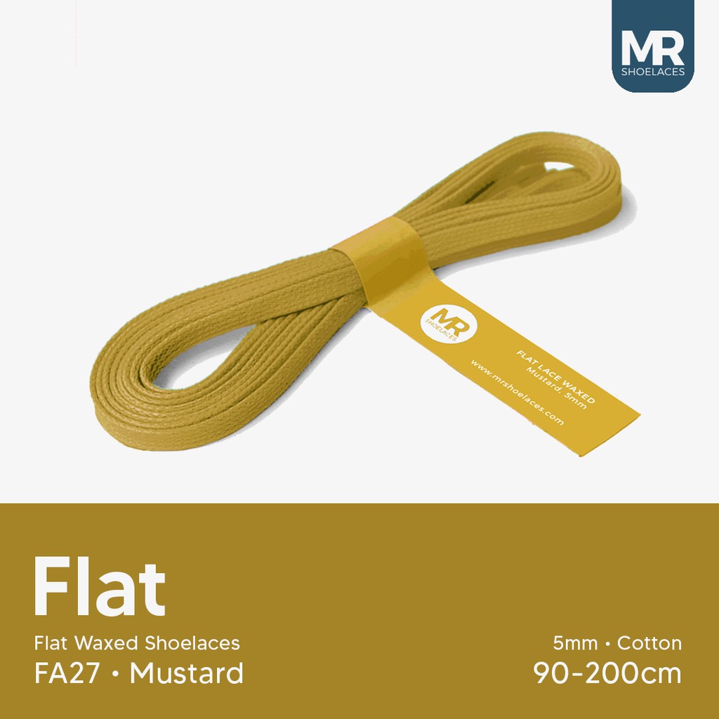 MR Shoelaces FA27 Mustard- Tali Sepatu Lilin 5mm Gepeng Flat Pipih (Waxed Laces) 90cm 100cm 120cm 150cm