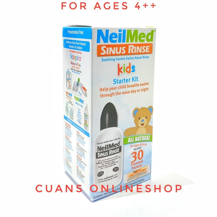 NeilMed Sinus Rinse Kids Starter Kit All Natural Free 30 Premixed Pack