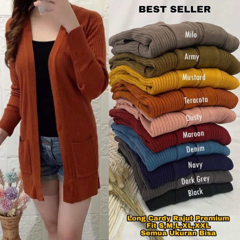 Long Cardy Rajut Premium Cardigan Tebal Wanita