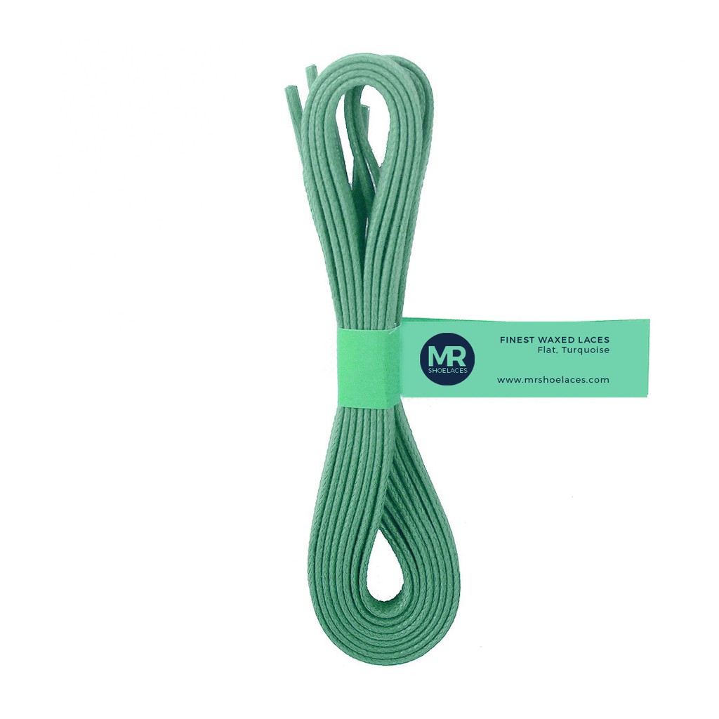 MR Shoelaces FT34 Turquoise 150cm - Tali Sepatu Lilin 6-7mm Gepeng Flat Pipih (Waxed Laces) 90cm 100cm 120cm 150cm