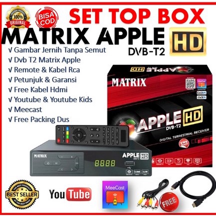 Set Top Box Tv Digital Matrix DVB T2 Apple HD EWS / set top box / stb tv digital / set box tv digital / set top box tv tabung Usb wifi  MTK7601UN