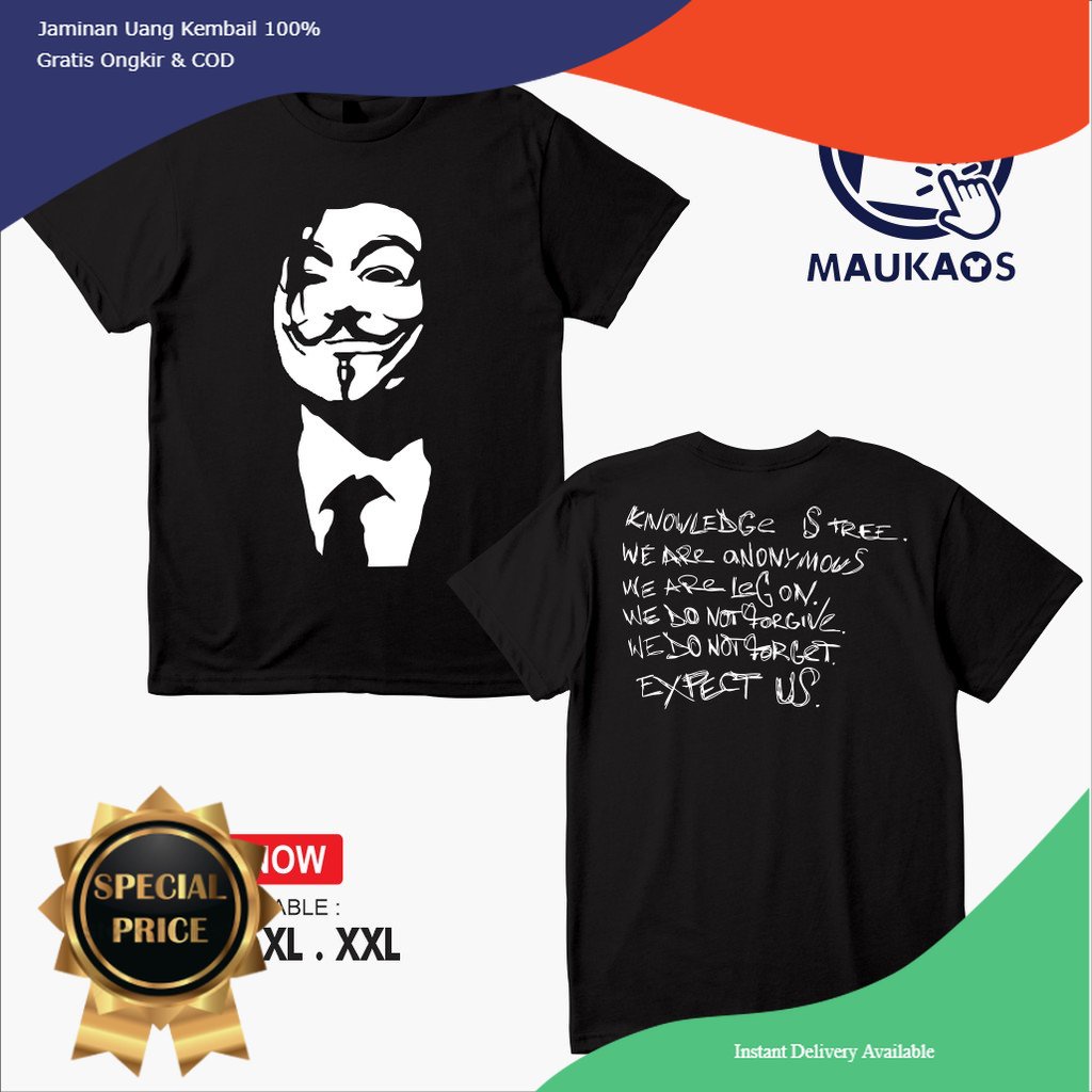 Slalustock Kaos Baju ANONYMOUS Kaos Distro