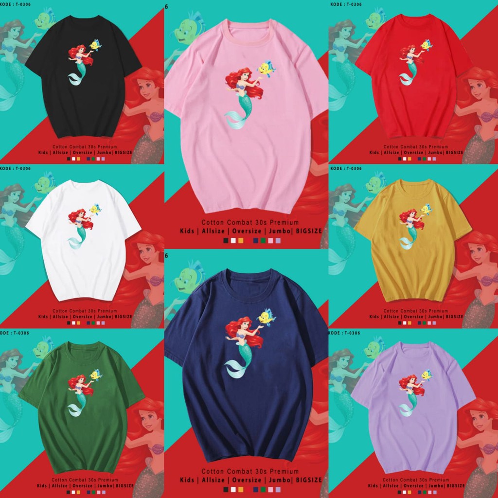 ARIEL MERMAID / TERMURAH / PREMIUM BAJU KAOS  / T-SHIRT / KATUN LENGAN PENDEK / TUMBLR TEE /