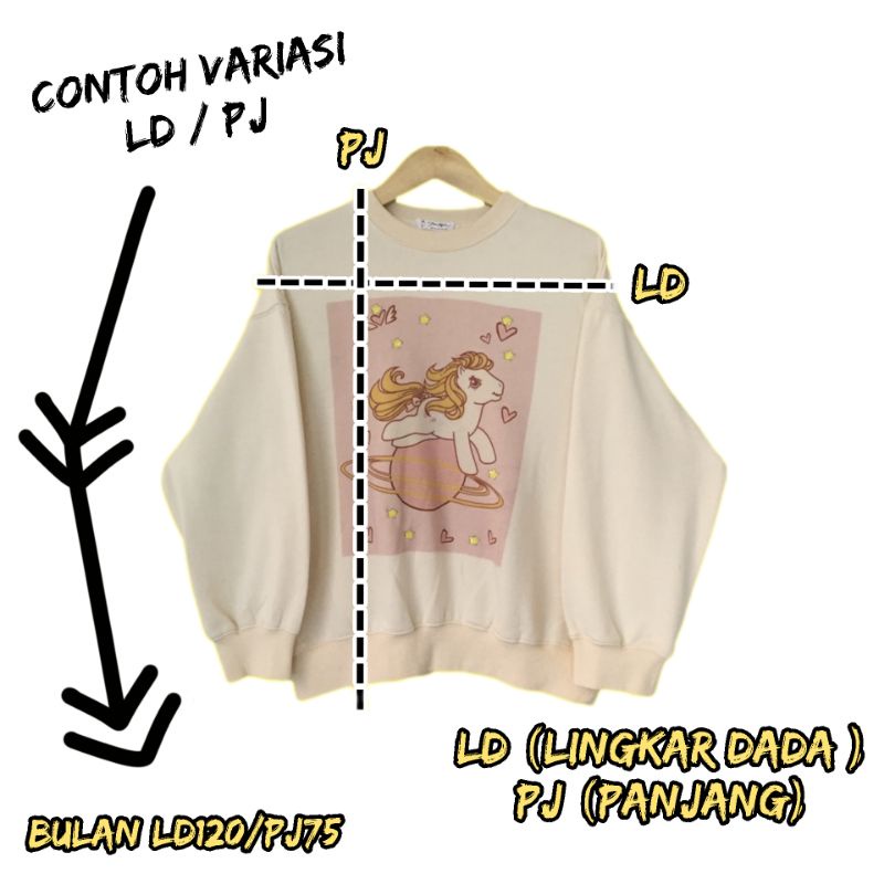 Crewneck Oversize Crop Atasan Sweater Pria Wanita