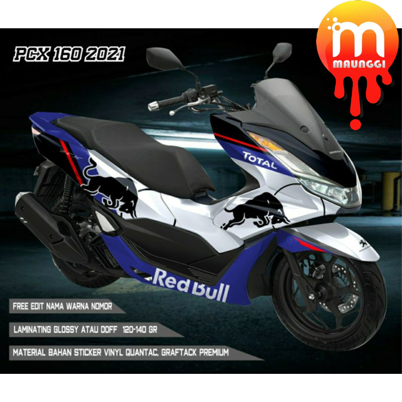 Sticker decal pcx 160 full body Striping motor new pcx 160 full variasi motif red bull sudah ada lap