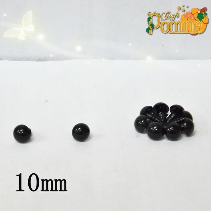 10mm Craft Eye Black Solid Amigurumi / Mata Boneka Hitam