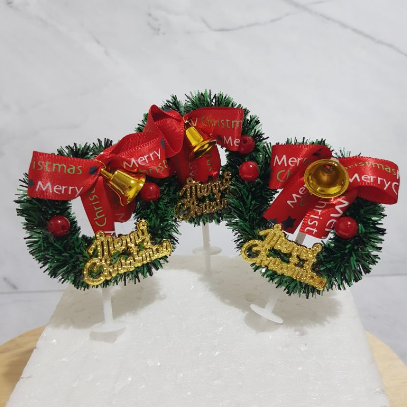 Tusukan Stick pohon natal Hiasan Kue cake Topper Christmas tree whreat