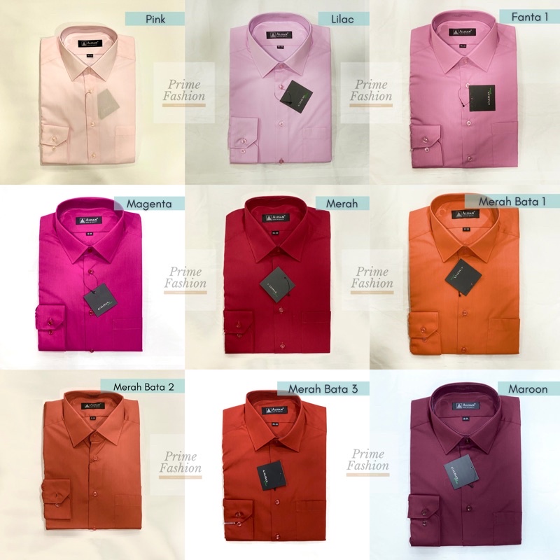 ALISAN Lengan Panjang - Polos  / ALISAN Regular / Kemeja Alisan Lilac / Kemeja Alisan Merah Maroon