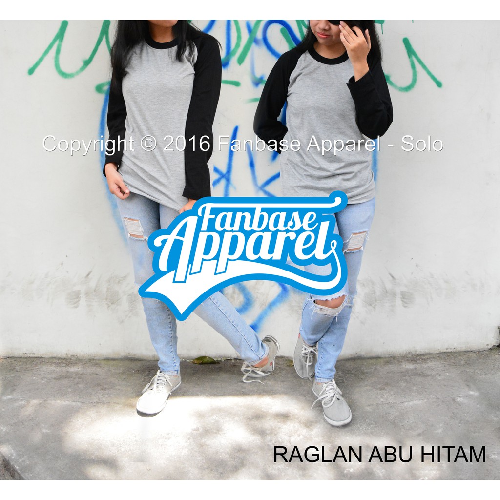 Raglan Lengan Panjang Abu Hitam/Baju Raglan/Reglan Polos/Kaos Reglan/Raglan T Shirt/Baju