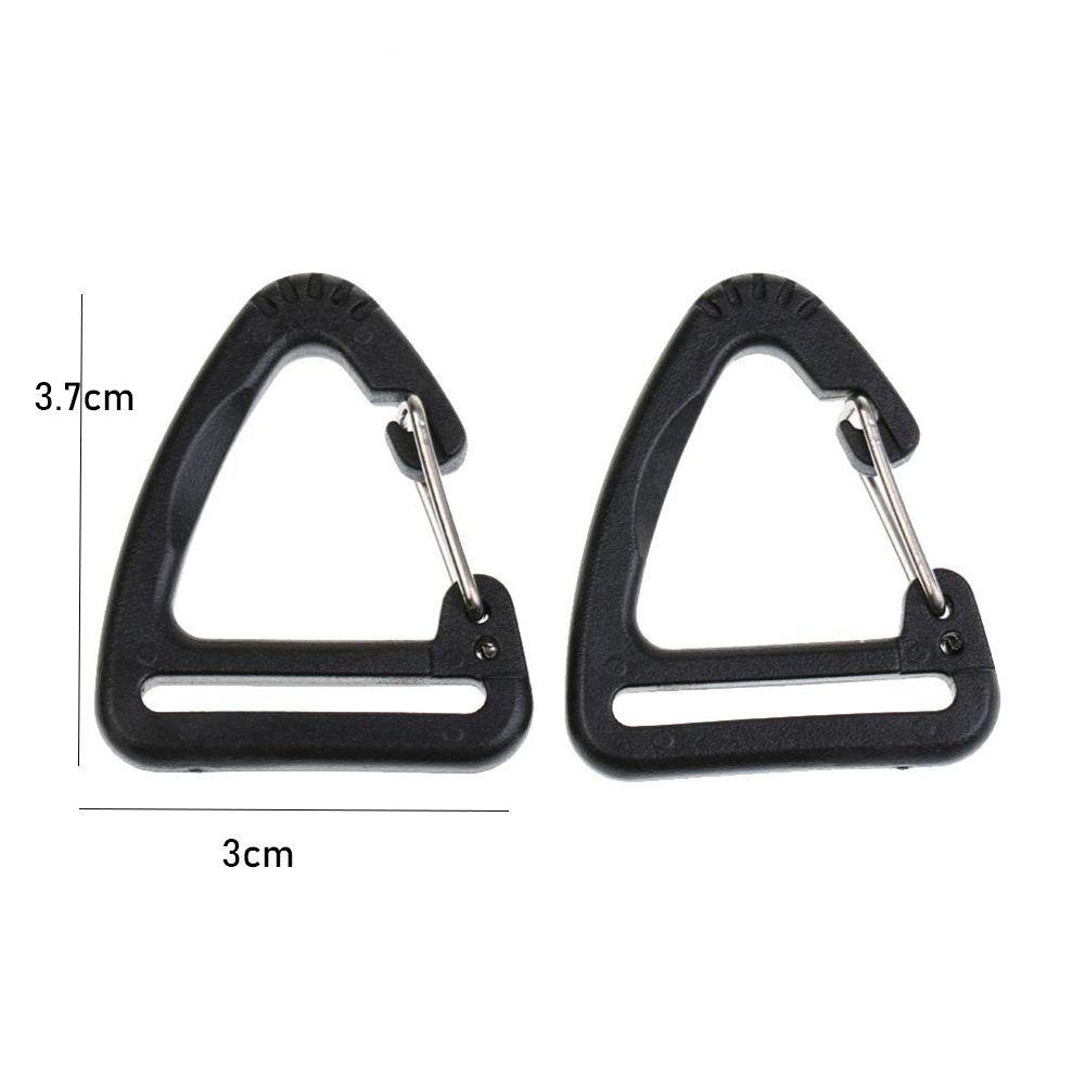 CHOOKYY 2/5pcs Triangle Carabiner Black Plastic Alloy Outdoor Tool Keychain Belt Buckles