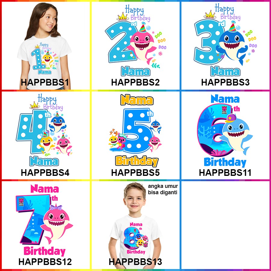 [FREE NAMA!!] Baju Kaos COUPLE  ANAK DAN DEWASA BABY SHARK ULTAH ULANG TAHUN