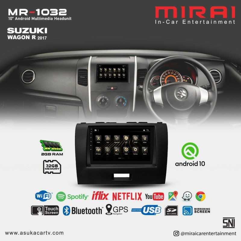 Head unit oem wagon r - tv android suzuki wagon r 2017 - tv android mirai mr1032 10 inch