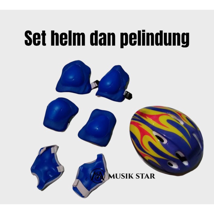 paket helm dan pelindung sepatu roda anak / inline skater basic