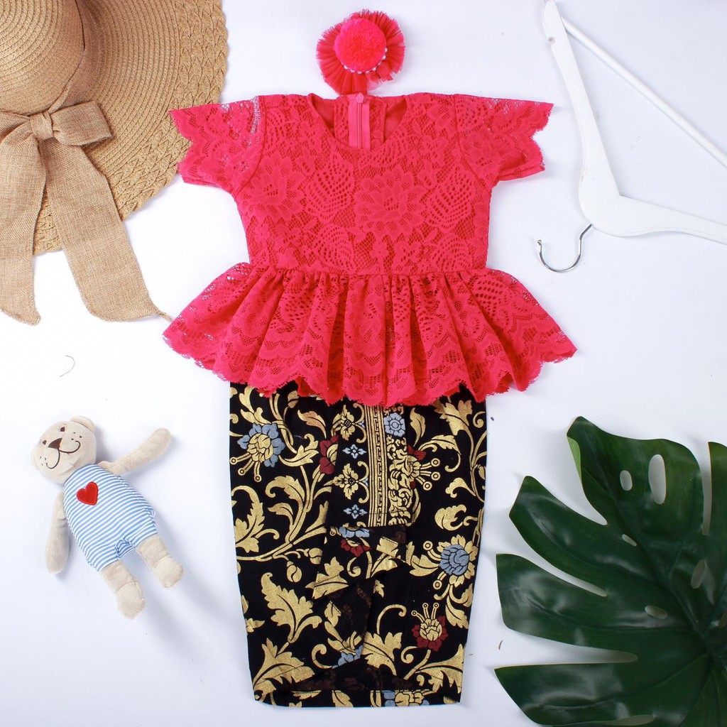 PEPPLUM ANAK TANIA WARNA MERAH/ TANIA ANAK / KEBAYA ANAK / BAJU TRADISONAL ANAK / KEBAYA MODERN