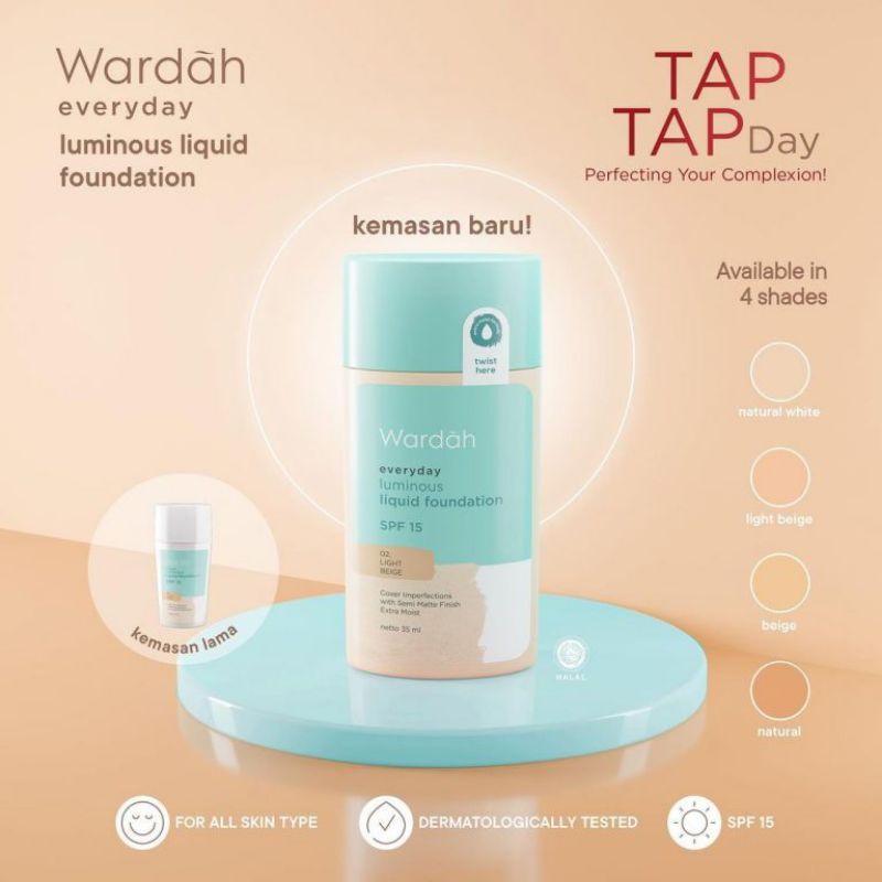 WARDAH Everyday Luminous Liquid Foundation SPF 15 40mL foundation cair wardah (KIM)