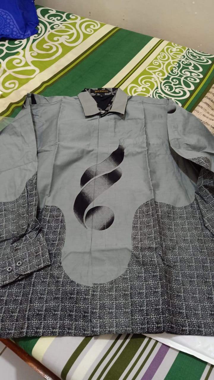 Prabu Panjang Kemeja Batik Pria Reguler Slimfit Katun Printing Hem Baju Seragam Kantor Modern