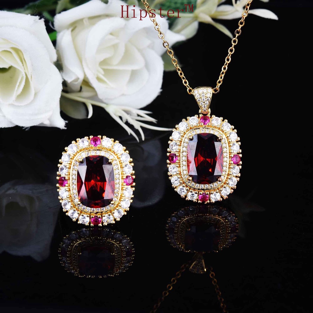 High-End Jewelry Pendant Luxury Ruby Set Rings Necklace