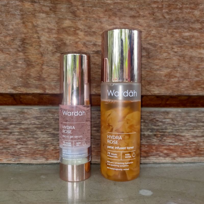 PRELOVED Wardah Hydra Rose Micro Gel Serum 30 ml dan Wardah Hydra Rose Petal Infused Toner 100 ml