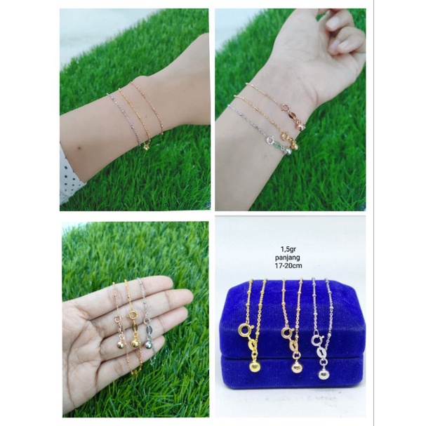 GELANG PERAK 925 ASLI SILVER LAPIS EMAS/GELANG TANGAN RANTAI JEDAR+1BEL/ASLI SILVER 925/PERHIASAN GE