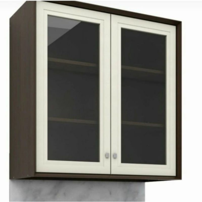 RAK PIRING LEMARI GANTUNG DAPUR KITCHENSET ATAS 2 PINTU KACA KSA