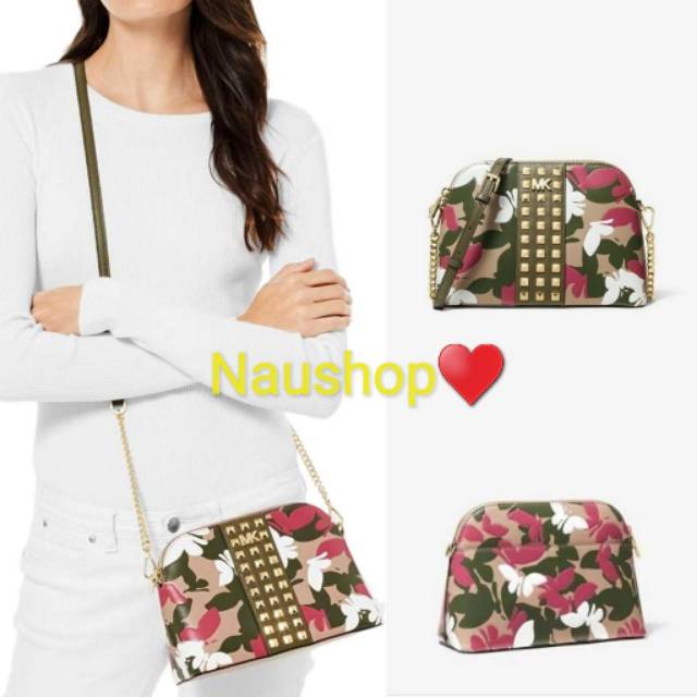 Tas MK original - Michael Kors Cindy Large Dome Crossbody Bag in Butterfly Camo