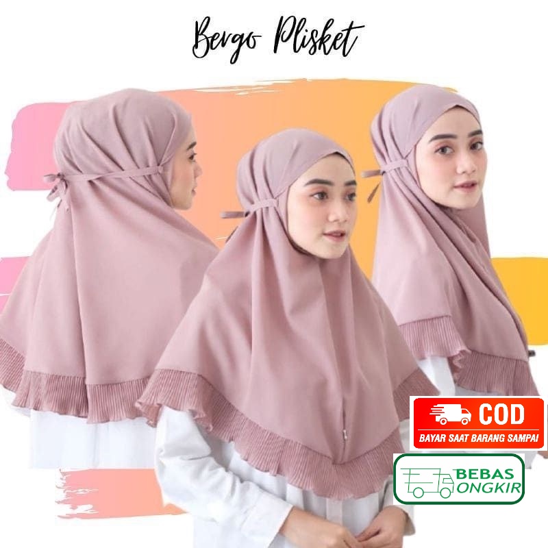 Bergo Plisket Kerudung Instan Tali Non Pet