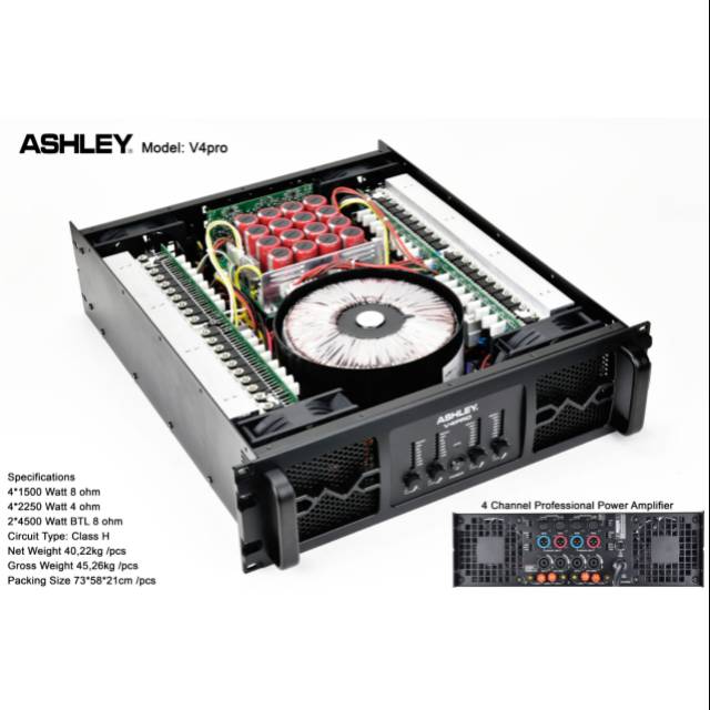 POWER BADAK  ASHLEY V4PRO 4 CHANNEL  ORIGINAL GARANSI RESMI ASHLEY