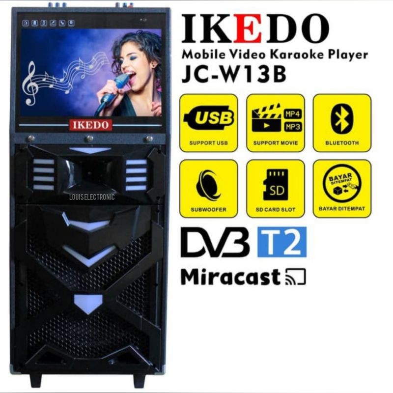 IKEDO JC-W13B Speaker Portable Meeting Karaoke Miracast + 2 Mic Wireless