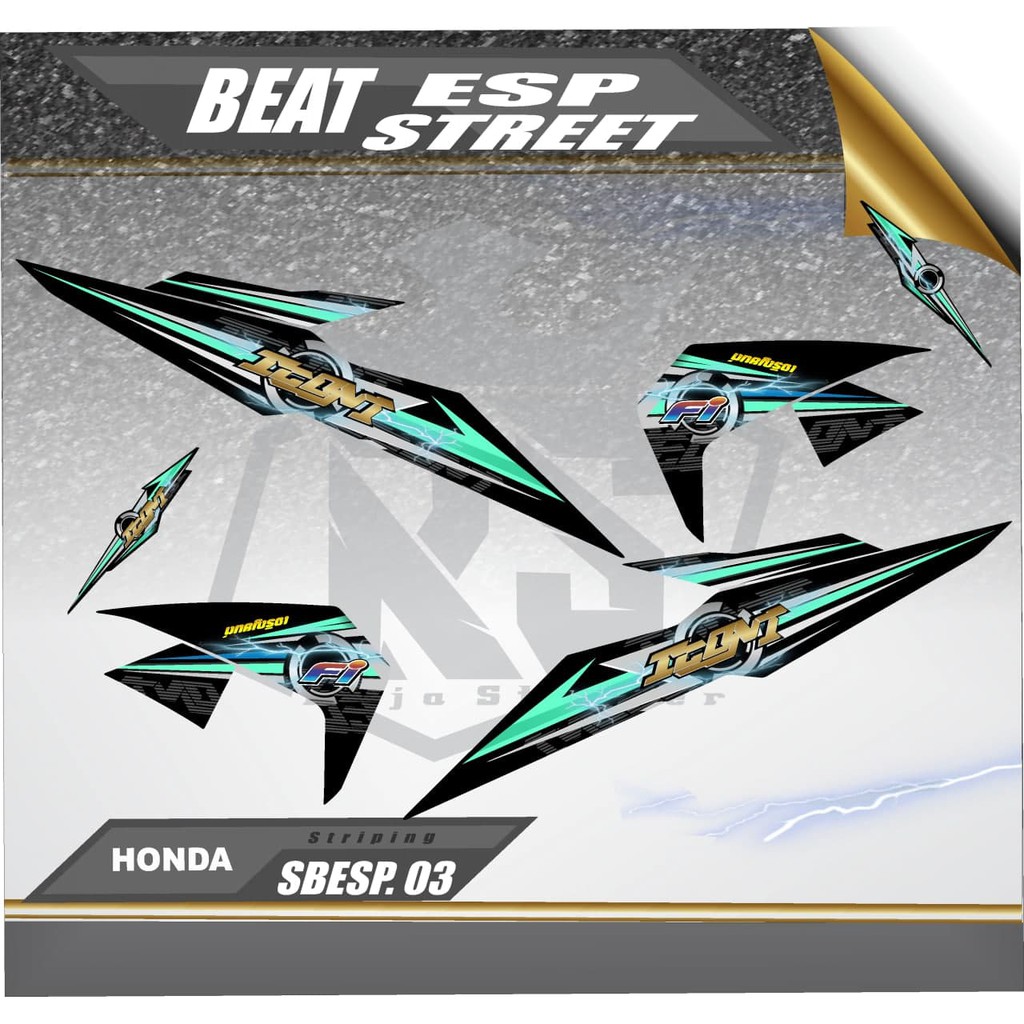 Striping BEAT STREET BEAT ESP FI NEW Stiker Motor Variasi List Honda Racing Skotlet DESAIN 03